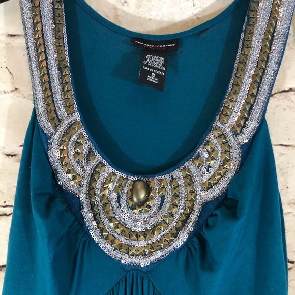 Teal maxi dress rhinestone detail size small - Picture 3 of 5